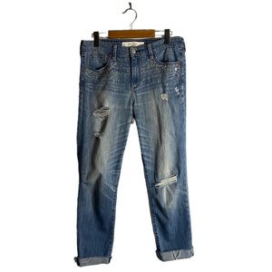 Abercrombie & Fitch Women's Boyfriend Distressed Rhinestone Denim Jeans